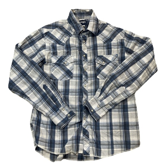 Wrangler Other - Wrangler Pearl Snap Long Sleeve Button Down Shirt M Blue